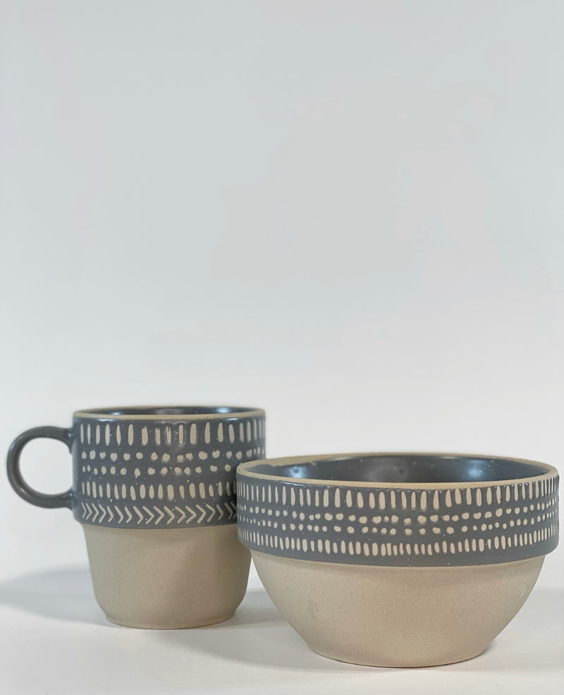 Etched Stoneware Collection -Grey