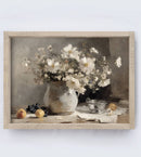 Framed Vintage Flower Fruit Still Life
