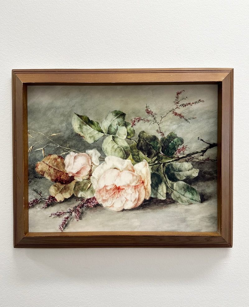 PL Framed Blush Floral Vintage Art Print