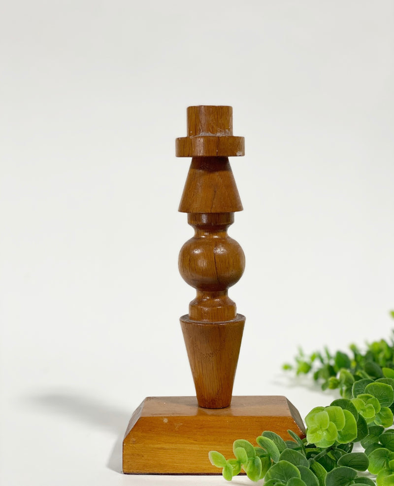 Stacked Wooden Taper Candle Holder