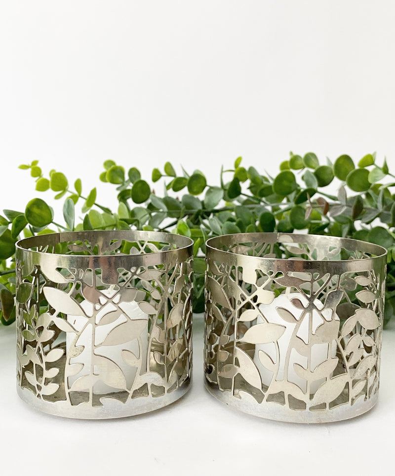 S/2 Floral Cut-Out Candle Holders