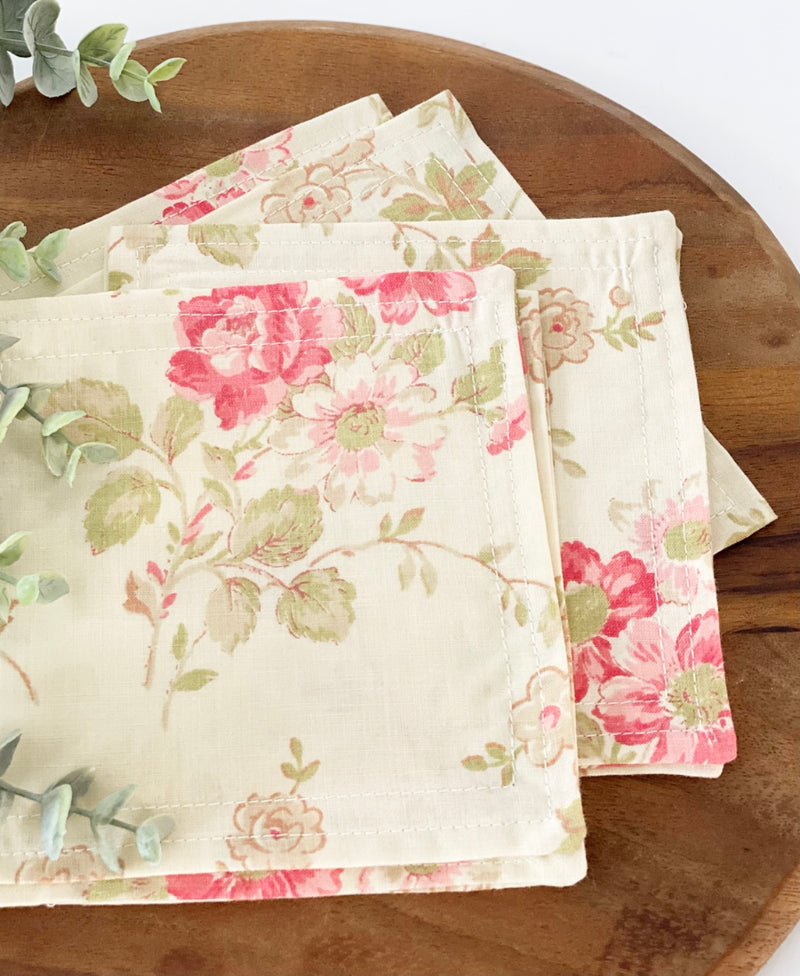 S/6 Floral Cocktail Napkins