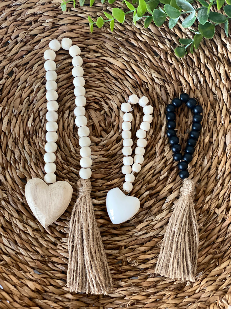 Natural Beads with Wooden Heart