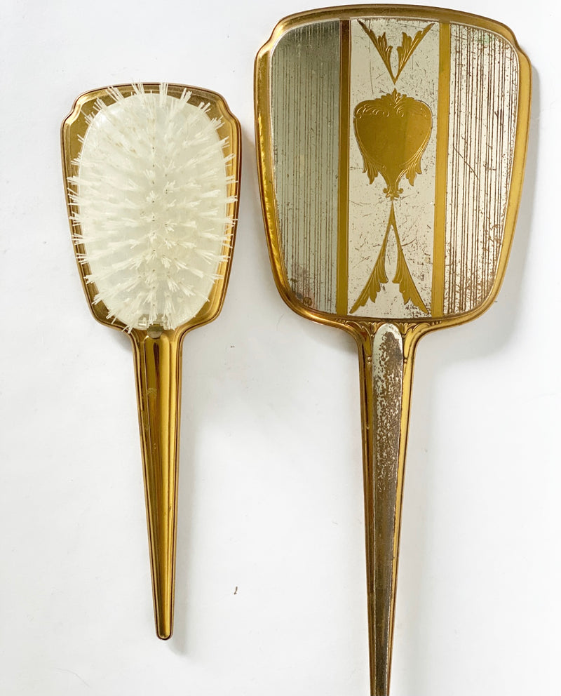 Vintage Mirror & Brush Set