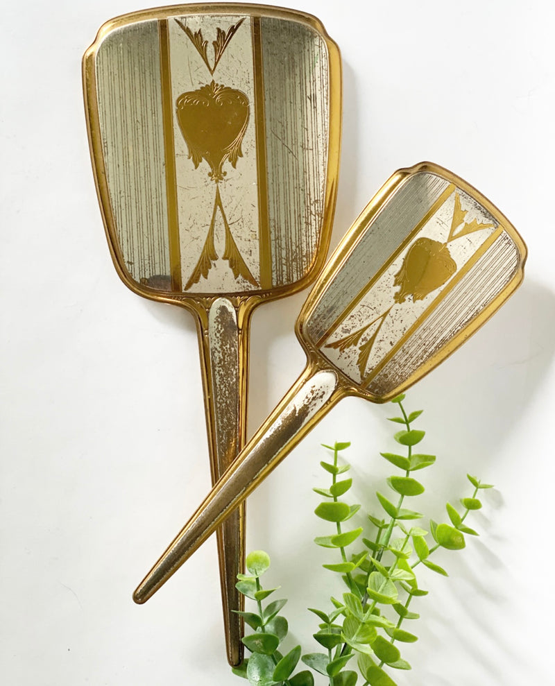 Vintage Mirror & Brush Set
