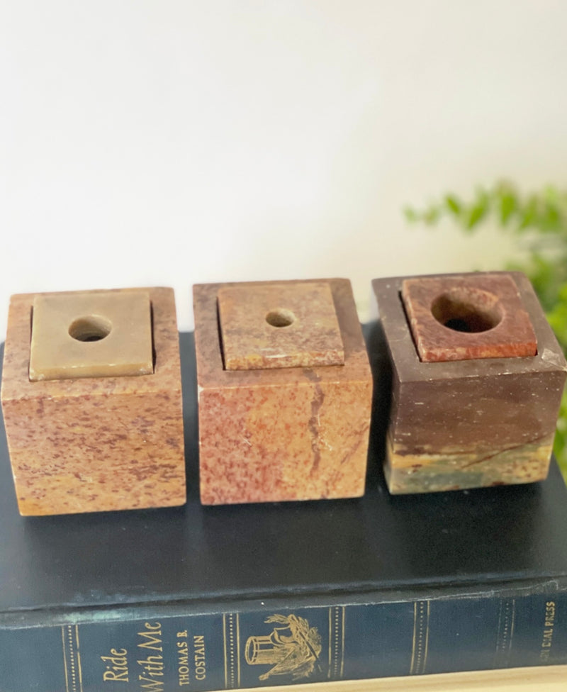 Customizable Stone Candle Holders