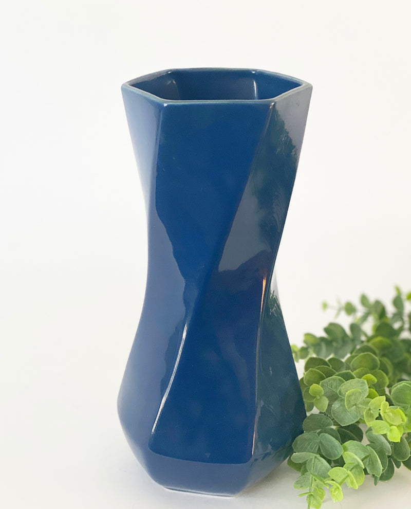 Twisted Navy Vase