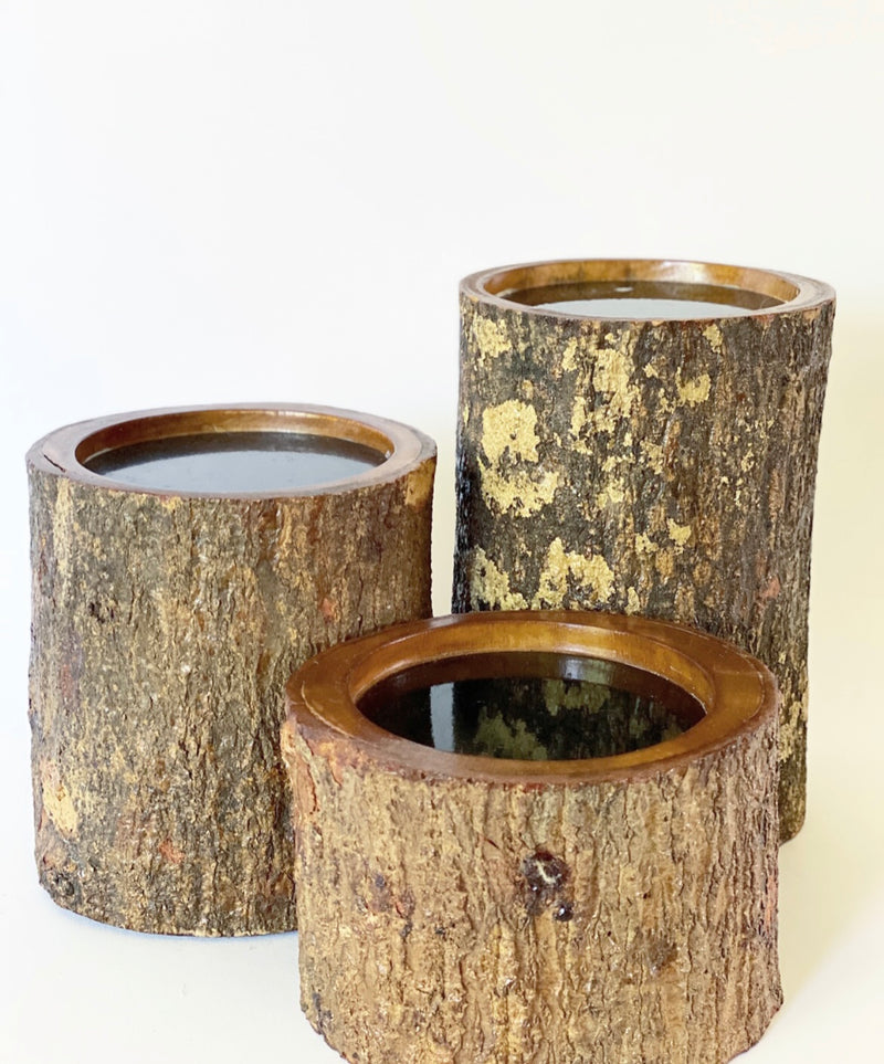 S/3 Stumped Pillar Candle Holders
