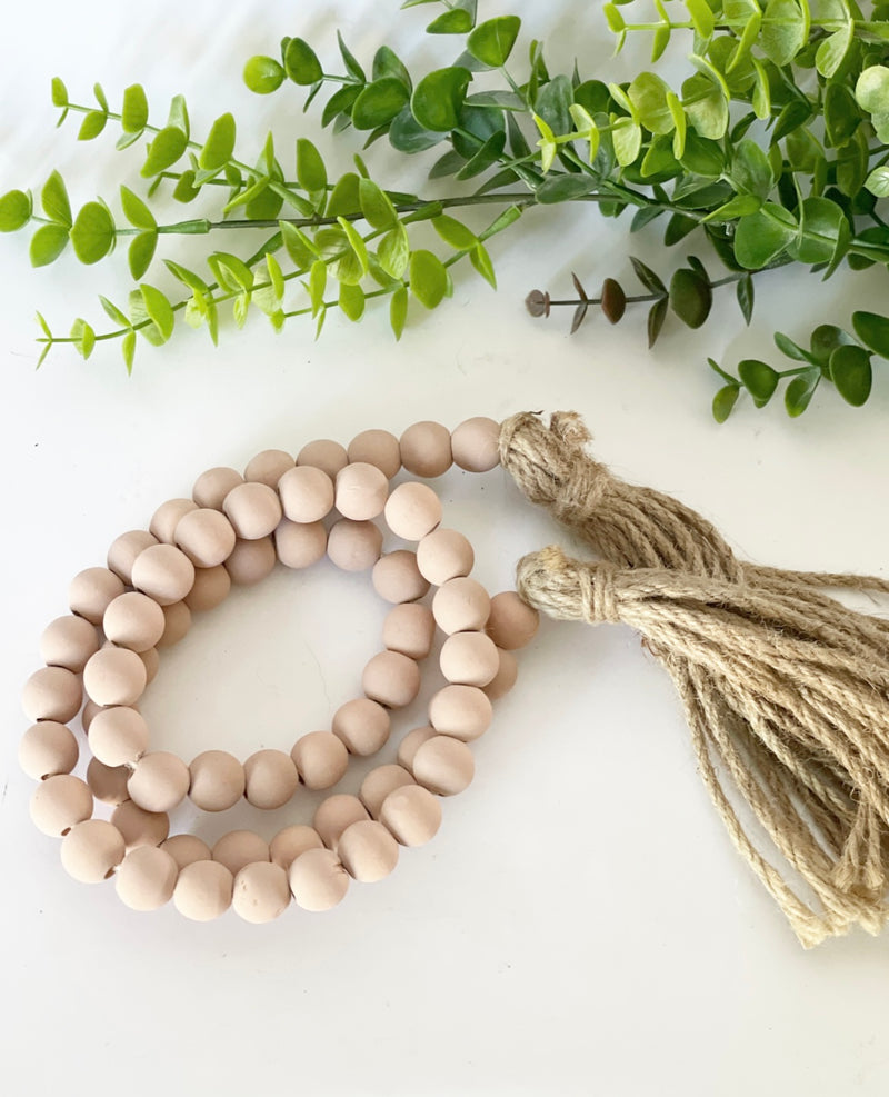 Mani Wooden Beads & Tassels -Blush