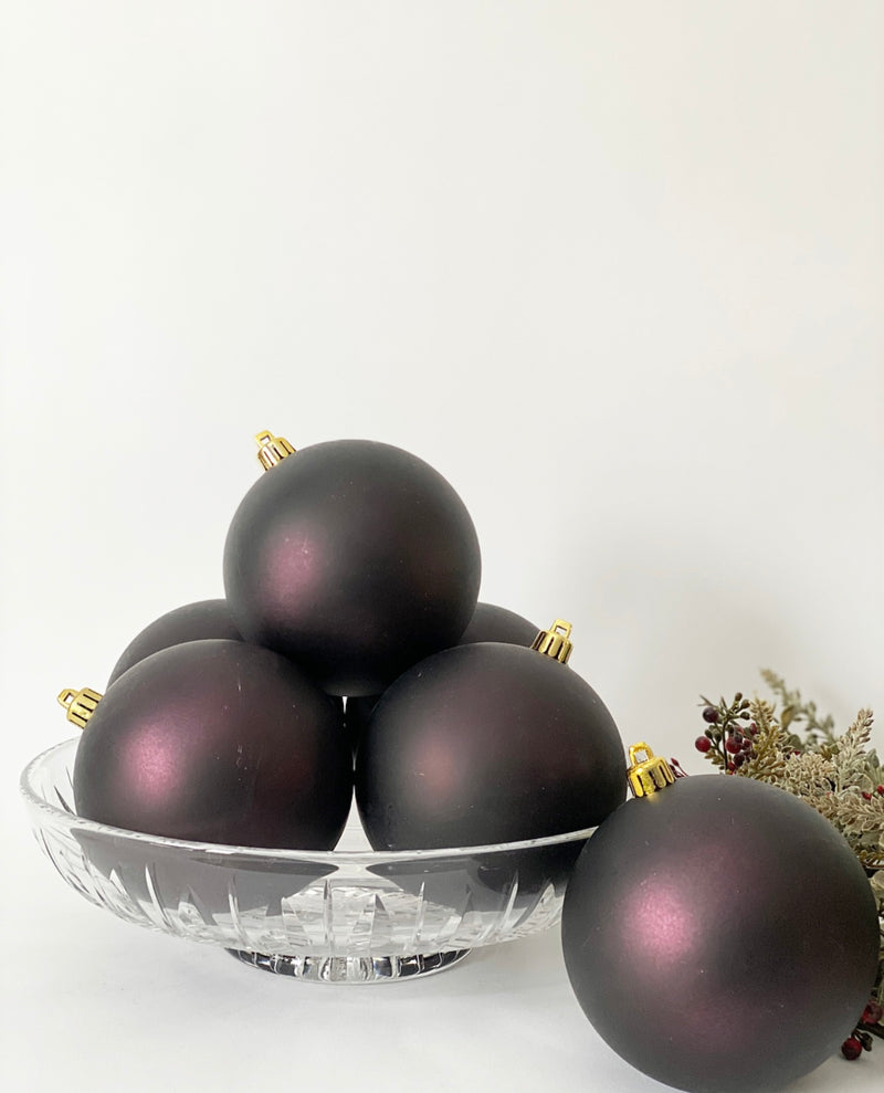 S/6 Matte Eggplant Ornaments